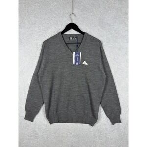 Monte Carlo Mens XL 100% Wool‎ Gray V Neck Sweater NWT Pullover Knit